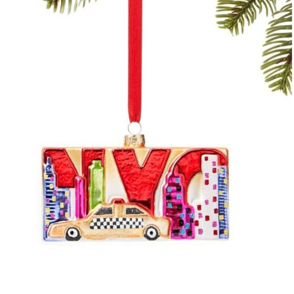 HOLIDAY LANE NEW YORK TAXI ORNAMENT macy’s glass